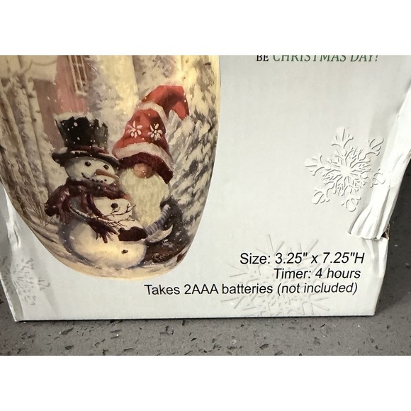 Christmas Lighted Light Up Glass Snowman Vase Cardinals Deer Winter Scene - Picture 5 of 12